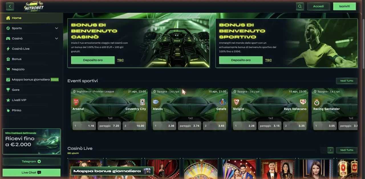 Nitrobet 21 bonus benvenuto