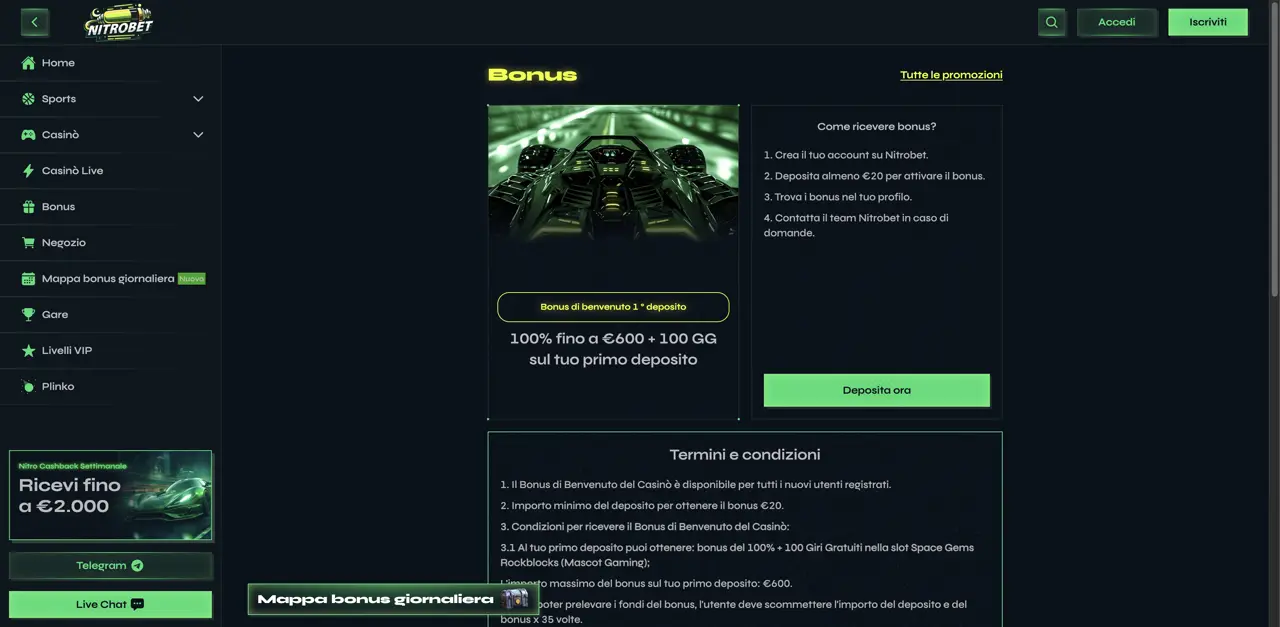 Nitrobet termini bonus benvenuto