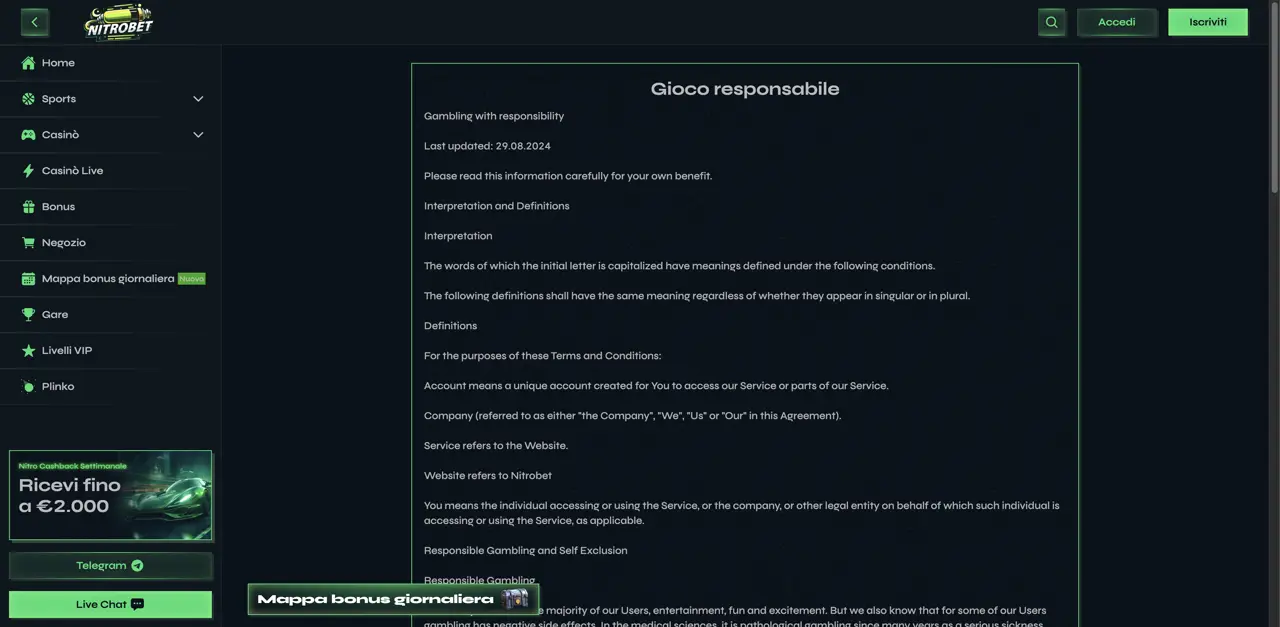 Nitrobet Gioco Responsabile