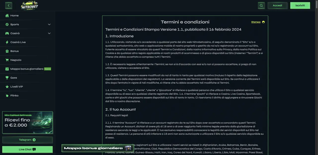 Nitrobet Termini e Condizioni