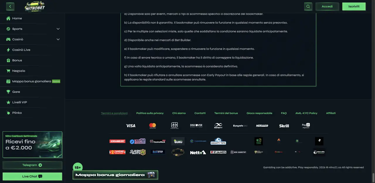 Nitrobet licenza footer